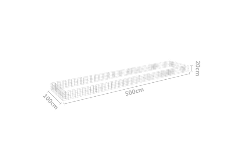 Gabion høybed galvanisert stål 500x100x20 cm - Silver - Hus & oppussing - Innsynsbeskyttelse & innhegning - Mur