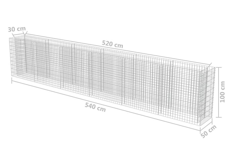 Gabion høybed galvanisert stål 540x50x100 cm - Gabion