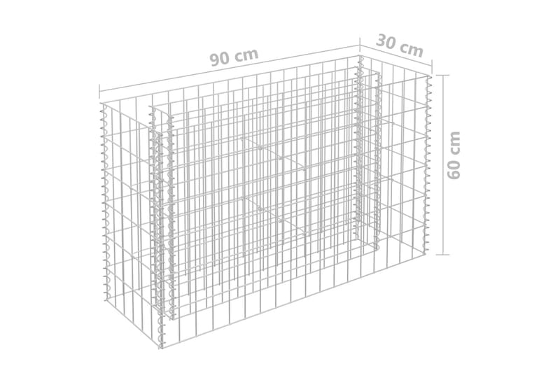 Gabion høybed galvanisert stål 90x30x60 cm - Silver - Hus & oppussing - Innsynsbeskyttelse & innhegning - Mur