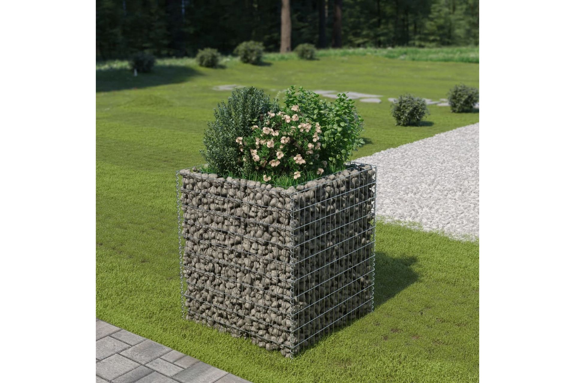Gabion høybed galvanisert stål 90x90x100 cm - Hus & oppussing - Innsynsbeskyttelse & innhegning - Mur