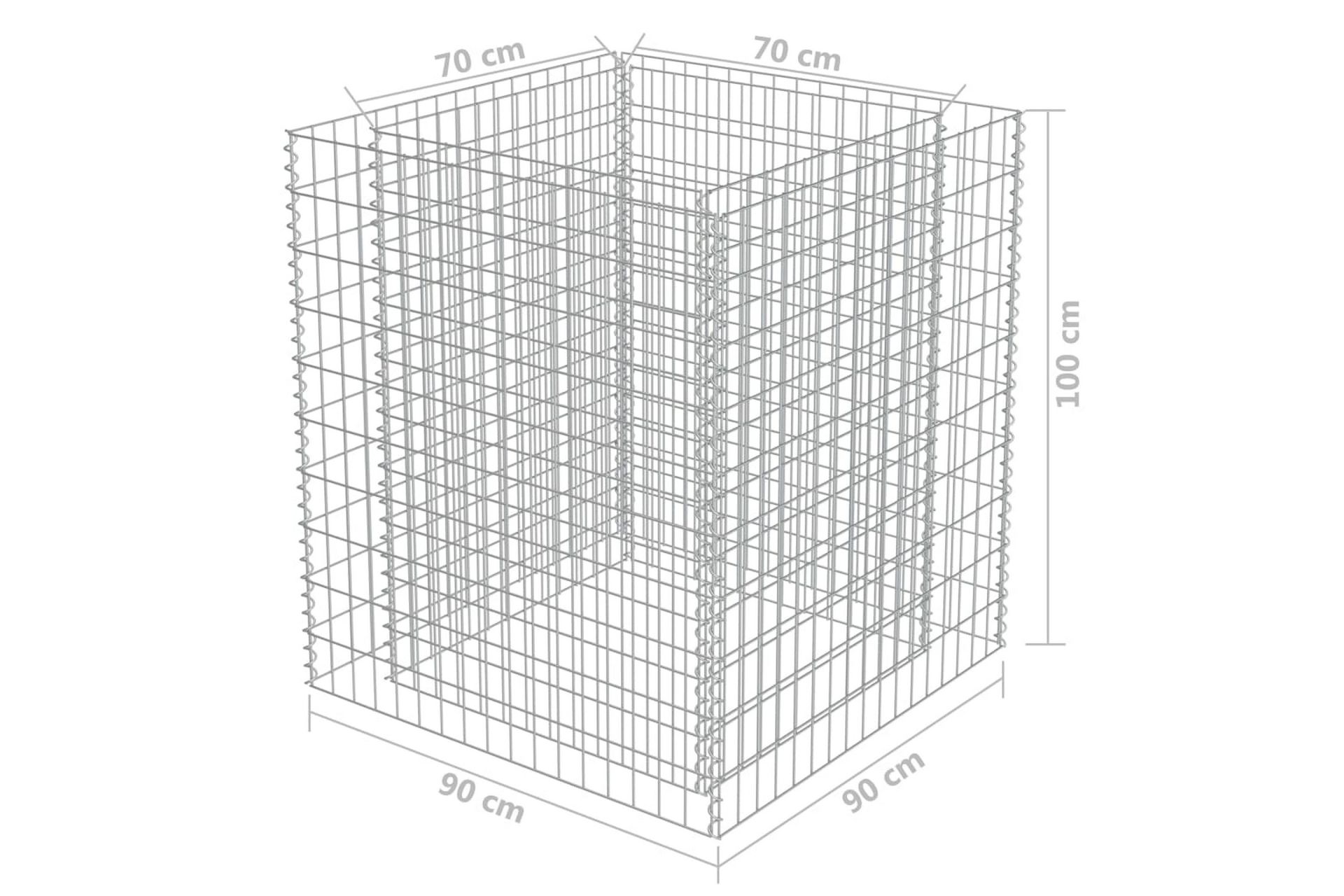 Gabion høybed galvanisert stål 90x90x100 cm - Hus & oppussing - Innsynsbeskyttelse & innhegning - Mur