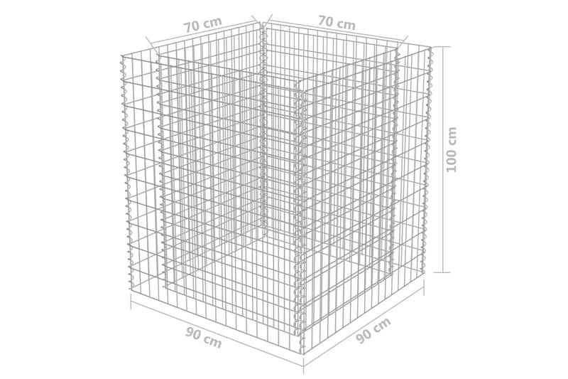 Gabion høybed galvanisert stål 90x90x100 cm - Hus & oppussing - Innsynsbeskyttelse & innhegning - Mur
