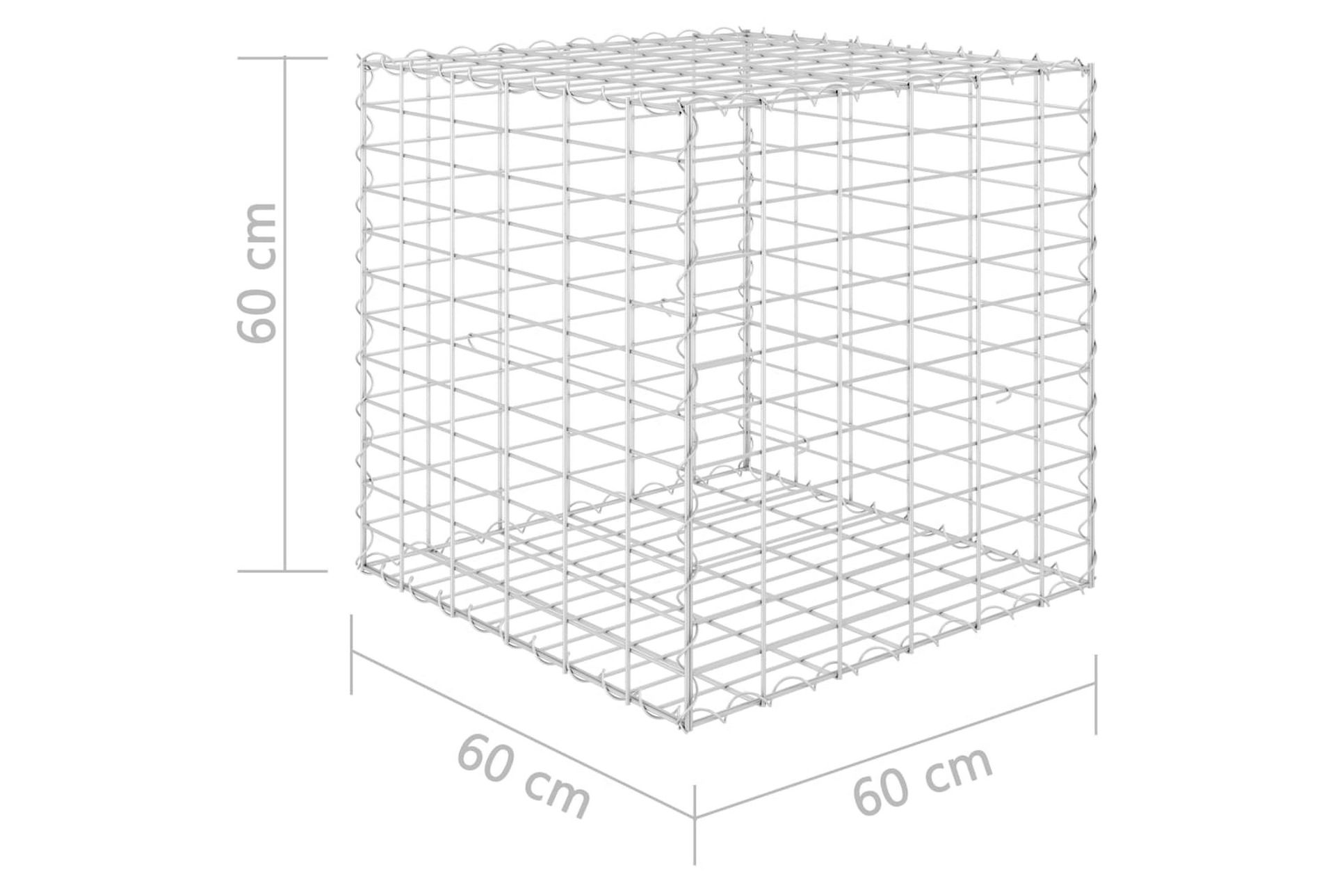 Gabion høybed kubeformet ståltråd 60x60x60 cm - Hus & oppussing - Innsynsbeskyttelse & innhegning - Mur