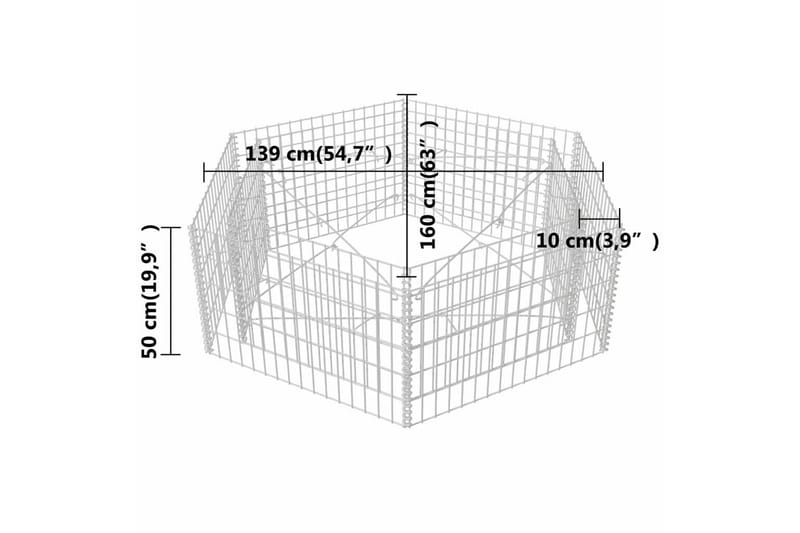 Gabion høybed sekskantet 160x140x50 cm - Hus & oppussing - Innsynsbeskyttelse & innhegning - Mur