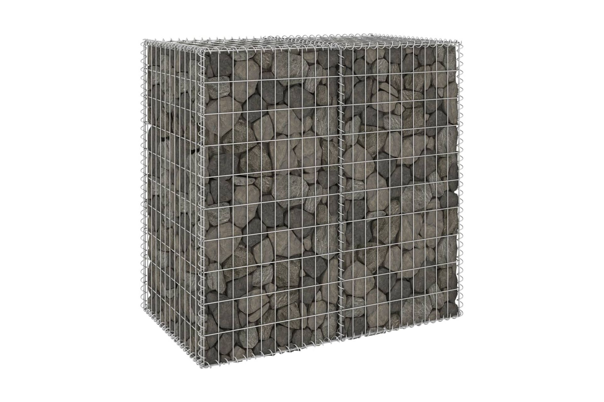 Gabion med dekker galvanisert stål 100x60x100 cm - Silver - Hus & oppussing - Innsynsbeskyttelse & innhegning - Mur
