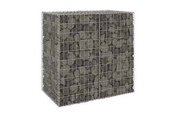Gabion med dekker galvanisert stål 100x60x100 cm - Silver - Hus & oppussing - Innsynsbeskyttelse & innhegning - Mur