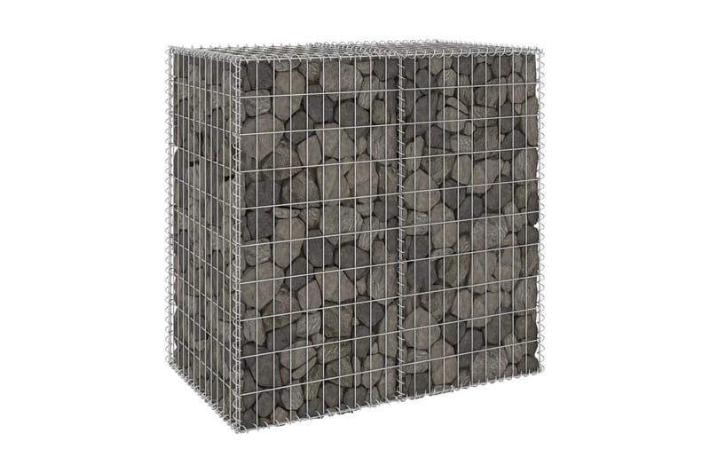 Gabion med dekker galvanisert stål 100x60x100 cm - Silver - Hus & oppussing - Innsynsbeskyttelse & innhegning - Mur
