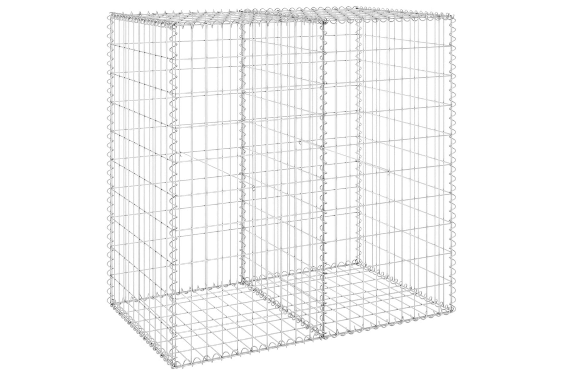 Gabion med dekker galvanisert stål 100x60x100 cm - Silver - Hus & oppussing - Innsynsbeskyttelse & innhegning - Mur