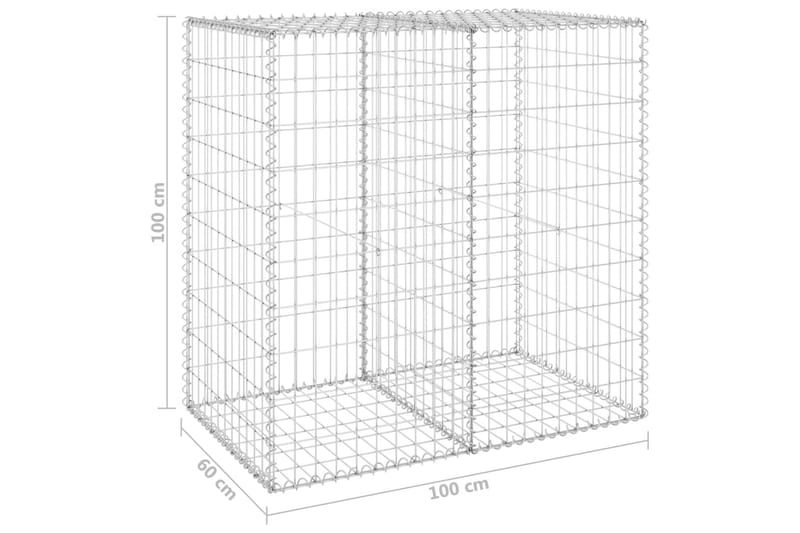 Gabion med dekker galvanisert stål 100x60x100 cm - Silver - Hus & oppussing - Innsynsbeskyttelse & innhegning - Mur