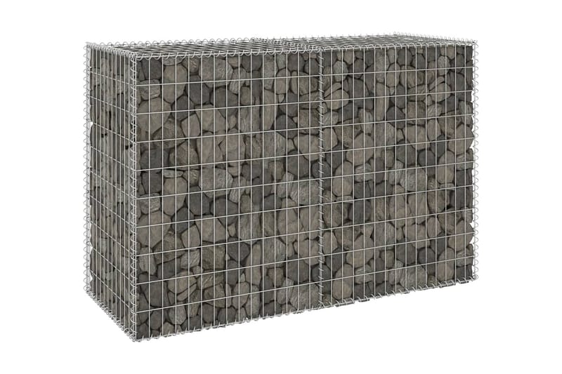 Gabion med dekker galvanisert stål 150x60x100 cm - Silver - Hus & oppussing - Innsynsbeskyttelse & innhegning - Mur