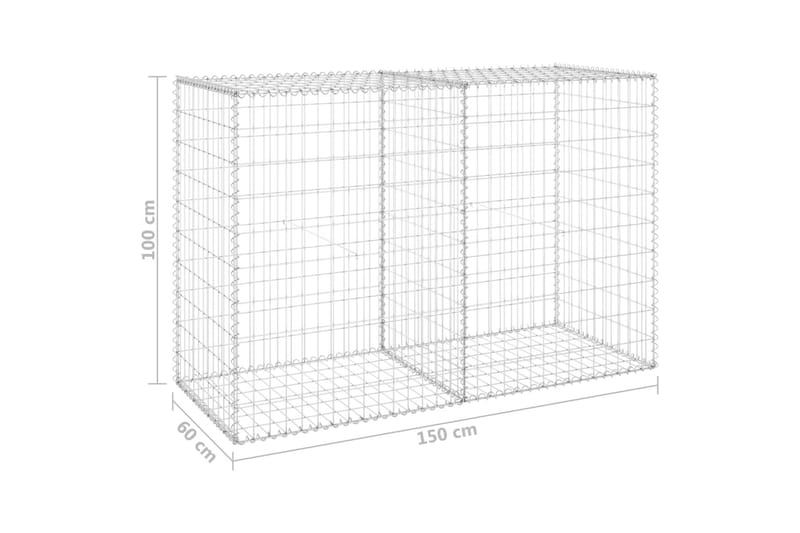 Gabion med dekker galvanisert stål 150x60x100 cm - Silver - Hus & oppussing - Innsynsbeskyttelse & innhegning - Mur