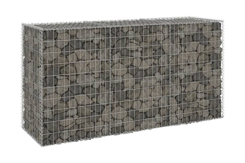 Gabion med dekker galvanisert stål 200x60x100 cm - Silver - Hus & oppussing - Innsynsbeskyttelse & innhegning - Mur