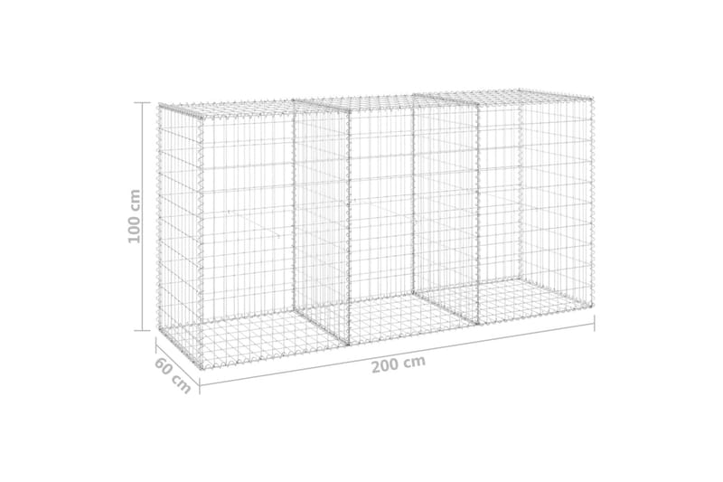 Gabion med dekker galvanisert stål 200x60x100 cm - Silver - Hus & oppussing - Innsynsbeskyttelse & innhegning - Mur