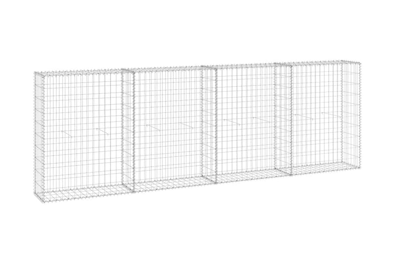 Gabion med dekker galvanisert stål 300x30x100 cm - Silver - Hus & oppussing - Innsynsbeskyttelse & innhegning - Mur