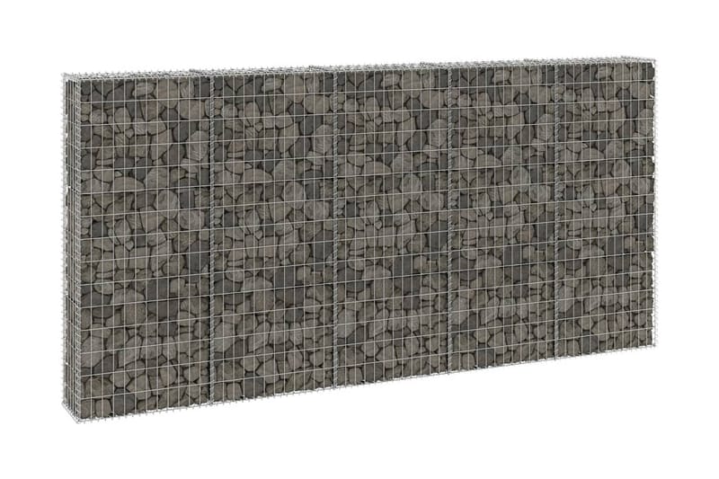Gabion med dekker galvanisert stål 300x30x150 cm - Silver - Hus & oppussing - Innsynsbeskyttelse & innhegning - Mur