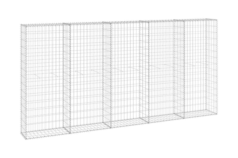 Gabion med dekker galvanisert stål 300x30x150 cm - Silver - Hus & oppussing - Innsynsbeskyttelse & innhegning - Mur