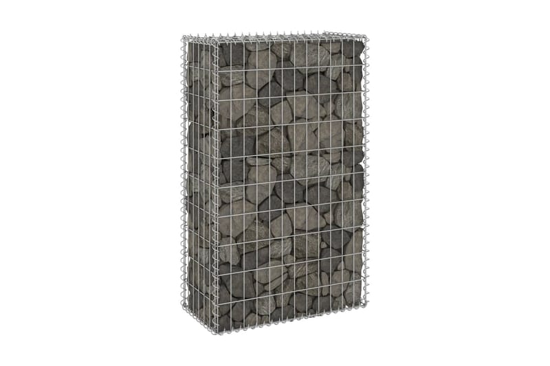 Gabion med dekker galvanisert stål 60x30x100 cm - Silver - Hus & oppussing - Innsynsbeskyttelse & innhegning - Mur