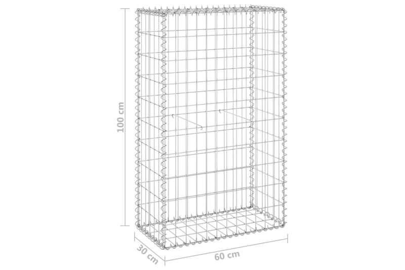 Gabion med dekker galvanisert stål 60x30x100 cm - Silver - Hus & oppussing - Innsynsbeskyttelse & innhegning - Mur