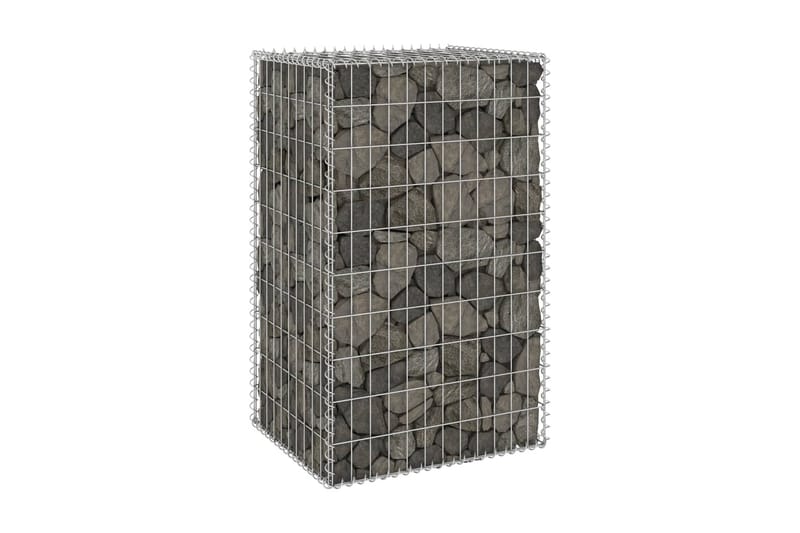 Gabion med dekker galvanisert stål 60x50x100 cm - Silver - Hus & oppussing - Innsynsbeskyttelse & innhegning - Mur