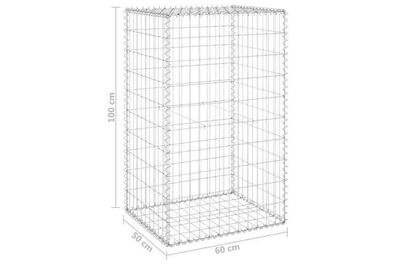 Gabion med dekker galvanisert stål 60x50x100 cm - Silver - Hus & oppussing - Innsynsbeskyttelse & innhegning - Mur
