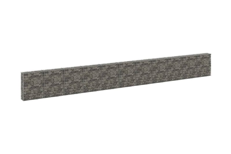 Gabion med dekker galvanisert stål 900x30x100 cm - Silver - Hus & oppussing - Innsynsbeskyttelse & innhegning - Mur