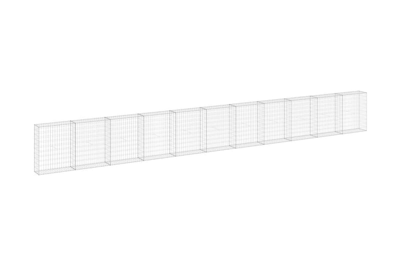 Gabion med dekker galvanisert stål 900x30x100 cm - Silver - Hus & oppussing - Innsynsbeskyttelse & innhegning - Mur