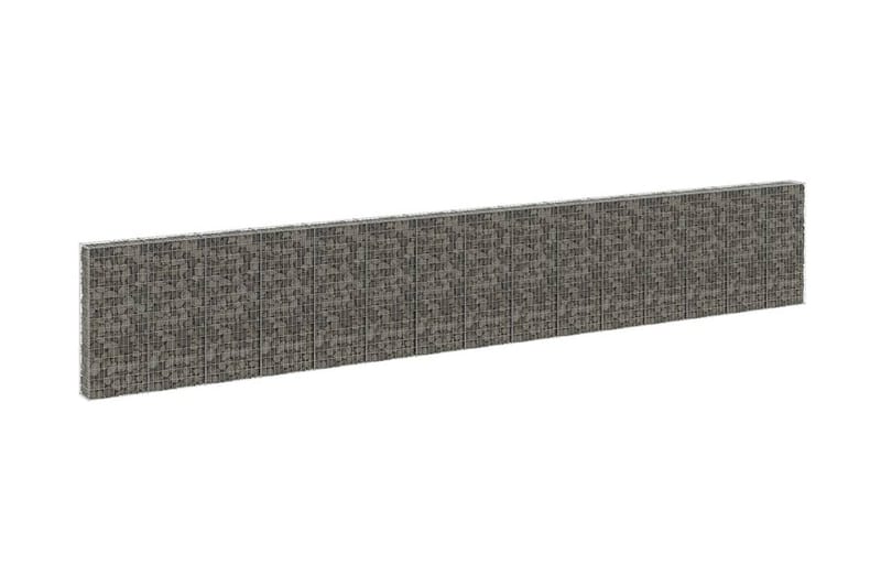 Gabion med dekker galvanisert stål 900x30x150 cm - Silver - Hus & oppussing - Innsynsbeskyttelse & innhegning - Mur