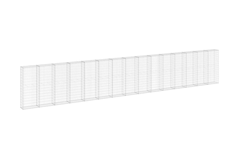 Gabion med dekker galvanisert stål 900x30x150 cm - Silver - Hus & oppussing - Innsynsbeskyttelse & innhegning - Mur