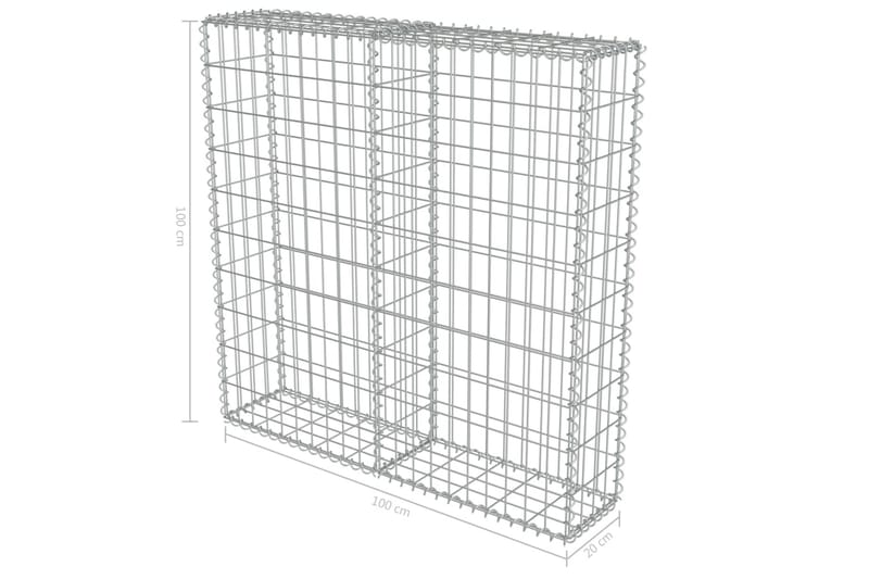 Gabion med deksler galvanisert stål 100x20x100 cm - Hus & oppussing - Innsynsbeskyttelse & innhegning - Mur