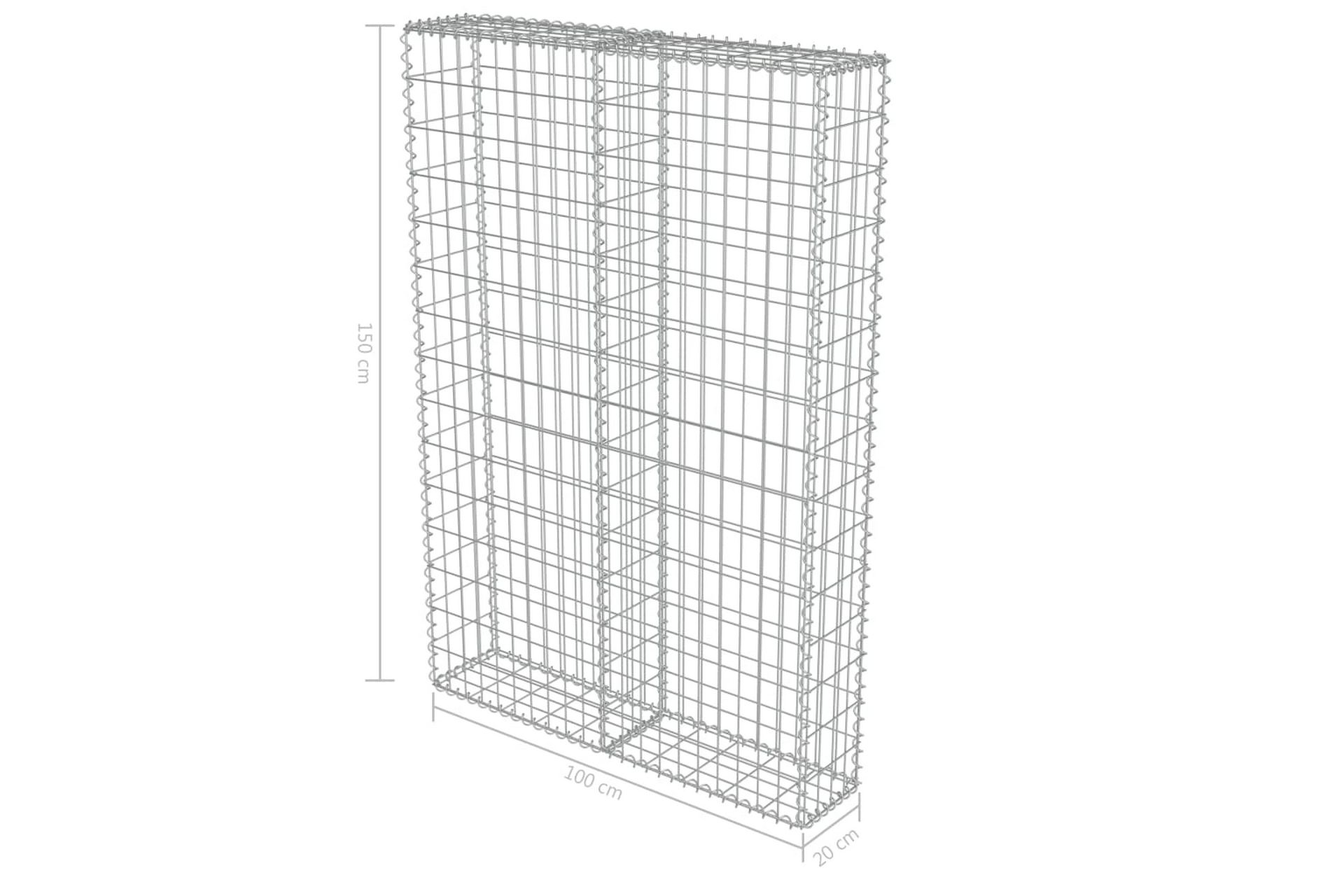 Gabion med topp- og bunndekke galvanisert stål 100x20x150 cm - Hus & oppussing - Innsynsbeskyttelse & innhegning - Mur