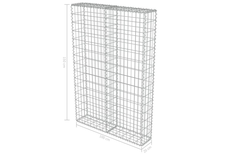 Gabion med topp- og bunndekke galvanisert stål 100x20x150 cm - Hus & oppussing - Innsynsbeskyttelse & innhegning - Mur