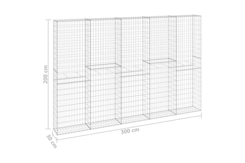 Gabion med topp- og bunndekke galvanisert stål 300x30x200 cm - Silver - Hus & oppussing - Innsynsbeskyttelse & innhegning - Mur