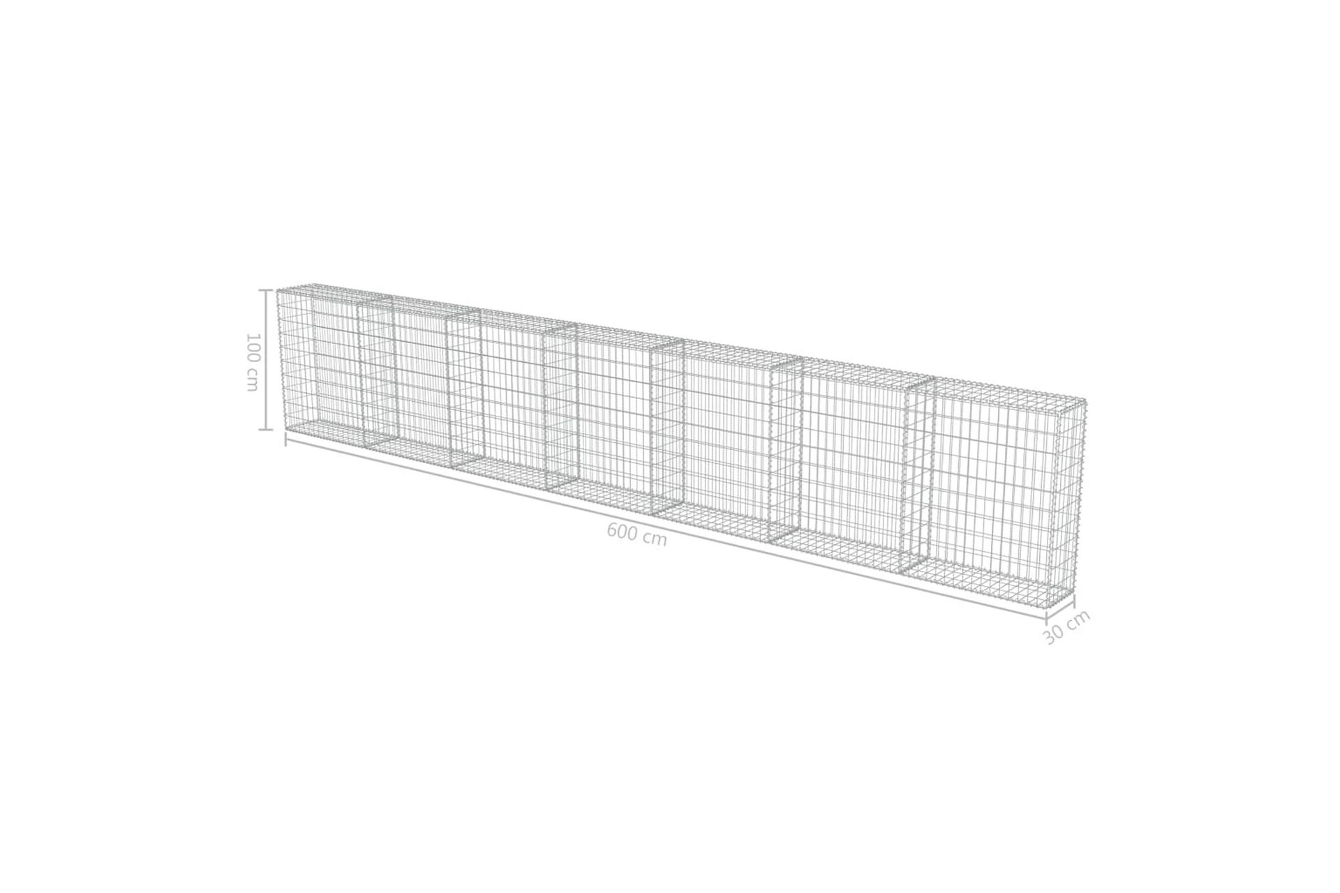 Gabion med topp- og bunndekke galvanisert stål 600x30x100 cm - Hus & oppussing - Innsynsbeskyttelse & innhegning - Mur
