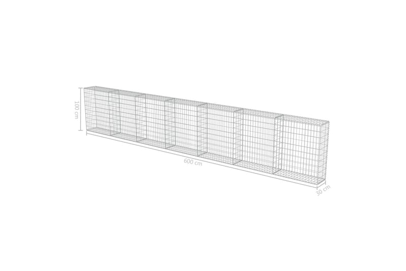 Gabion med topp- og bunndekke galvanisert stål 600x30x100 cm - Hus & oppussing - Innsynsbeskyttelse & innhegning - Mur