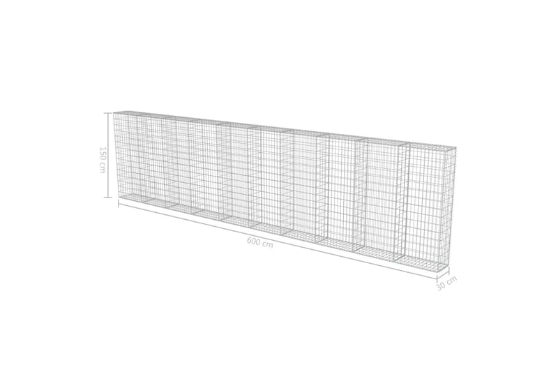 Gabion med topp- og bunndekke galvanisert stål 600x30x150 cm - Hus & oppussing - Innsynsbeskyttelse & innhegning - Mur