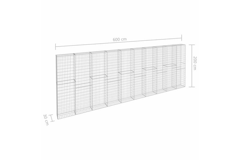 Gabion med topp- og bunndekke galvanisert stål 600x30x200 cm - Hus & oppussing - Innsynsbeskyttelse & innhegning - Mur