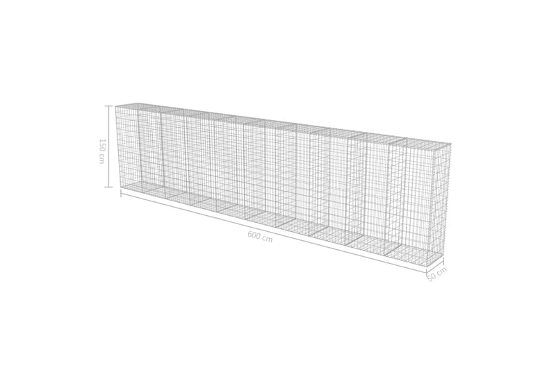 Gabion med topp- og bunndekke galvanisert stål 600x50x150 cm - Hus & oppussing - Innsynsbeskyttelse & innhegning - Mur