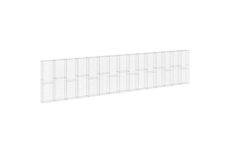 Gabion med topp- og bunndekke galvanisert stål 900x30x200 cm - Silver - Hus & oppussing - Innsynsbeskyttelse & innhegning - Mur
