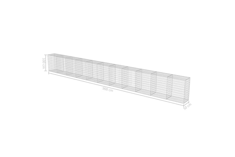 Gabion med topp- og bunndekke galvanisert stål 900x50x100 cm - Hus & oppussing - Innsynsbeskyttelse & innhegning - Mur
