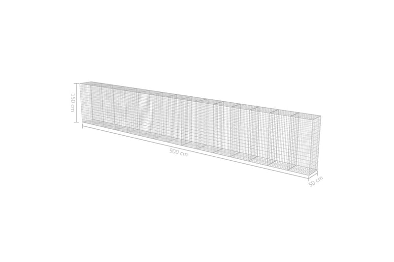 Gabion med topp- og bunndekke galvanisert stål 900x50x150 cm - Hus & oppussing - Innsynsbeskyttelse & innhegning - Mur