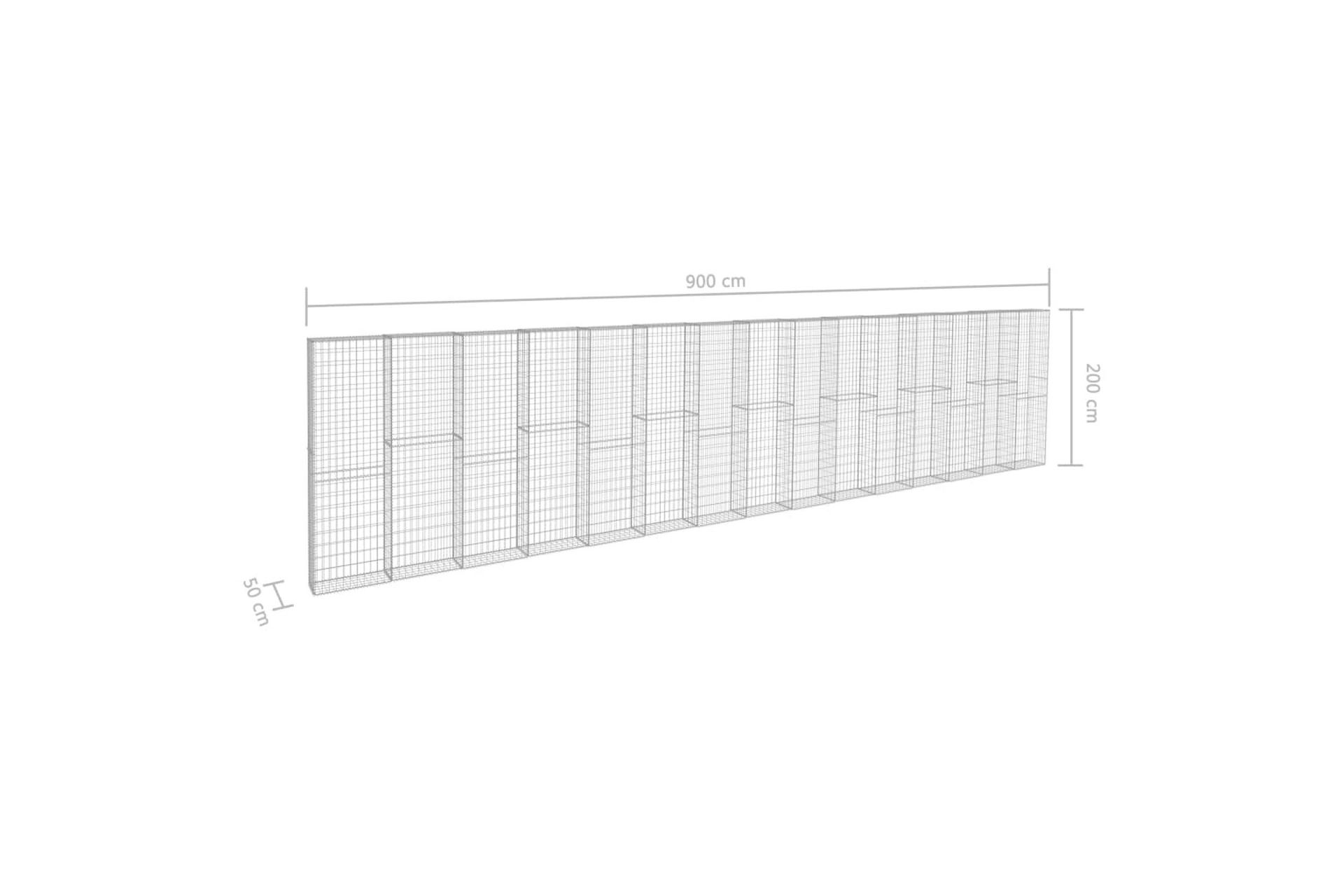 Gabion med topp- og bunndekke galvanisert stål 900x50x200 cm - Hus & oppussing - Innsynsbeskyttelse & innhegning - Mur