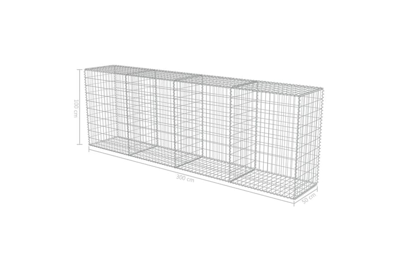 Gabion med topp- og bunnlokk galvanisert stål 300x50x100 cm - Hus & oppussing - Innsynsbeskyttelse & innhegning - Mur