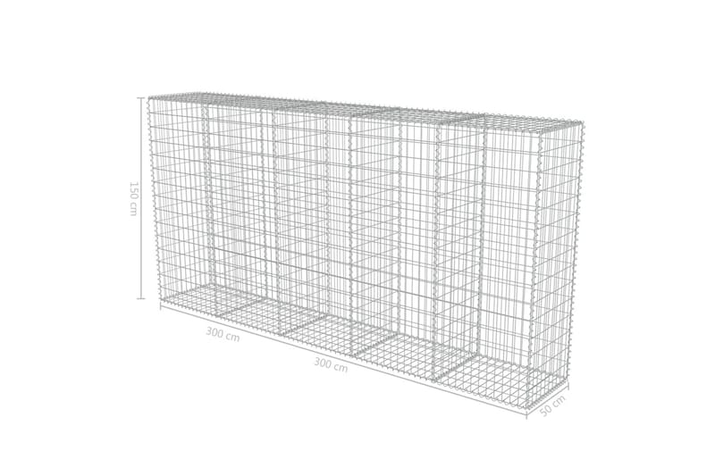 Gabion med topp- og bunnlokk galvanisert stål 300x50x150 cm - Hus & oppussing - Innsynsbeskyttelse & innhegning - Mur