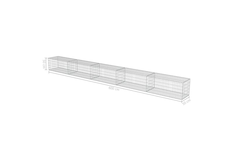 Gabion med topp- og bunnlokk galvanisert stål 600x50x50 cm - Hus & oppussing - Innsynsbeskyttelse & innhegning - Mur