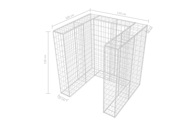 Gabion søppelskjul stål 110x100x120 cm - Hus & oppussing - Innsynsbeskyttelse & innhegning - Mur