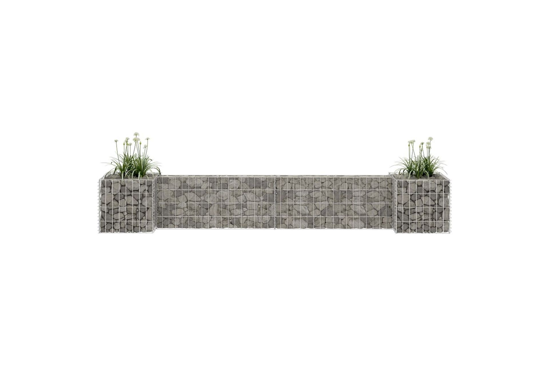 Gabion plantekasse H-formet ståltråd 260x40x40 cm - Hus & oppussing - Innsynsbeskyttelse & innhegning - Mur