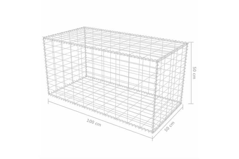 Gabionkurv galvanisert stål 100x50x50 cm - Hus & oppussing - Innsynsbeskyttelse & innhegning - Mur