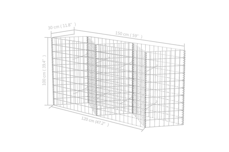 Gabionkurv galvanisert stål 120x30x100 cm - Hus & oppussing - Innsynsbeskyttelse & innhegning - Mur