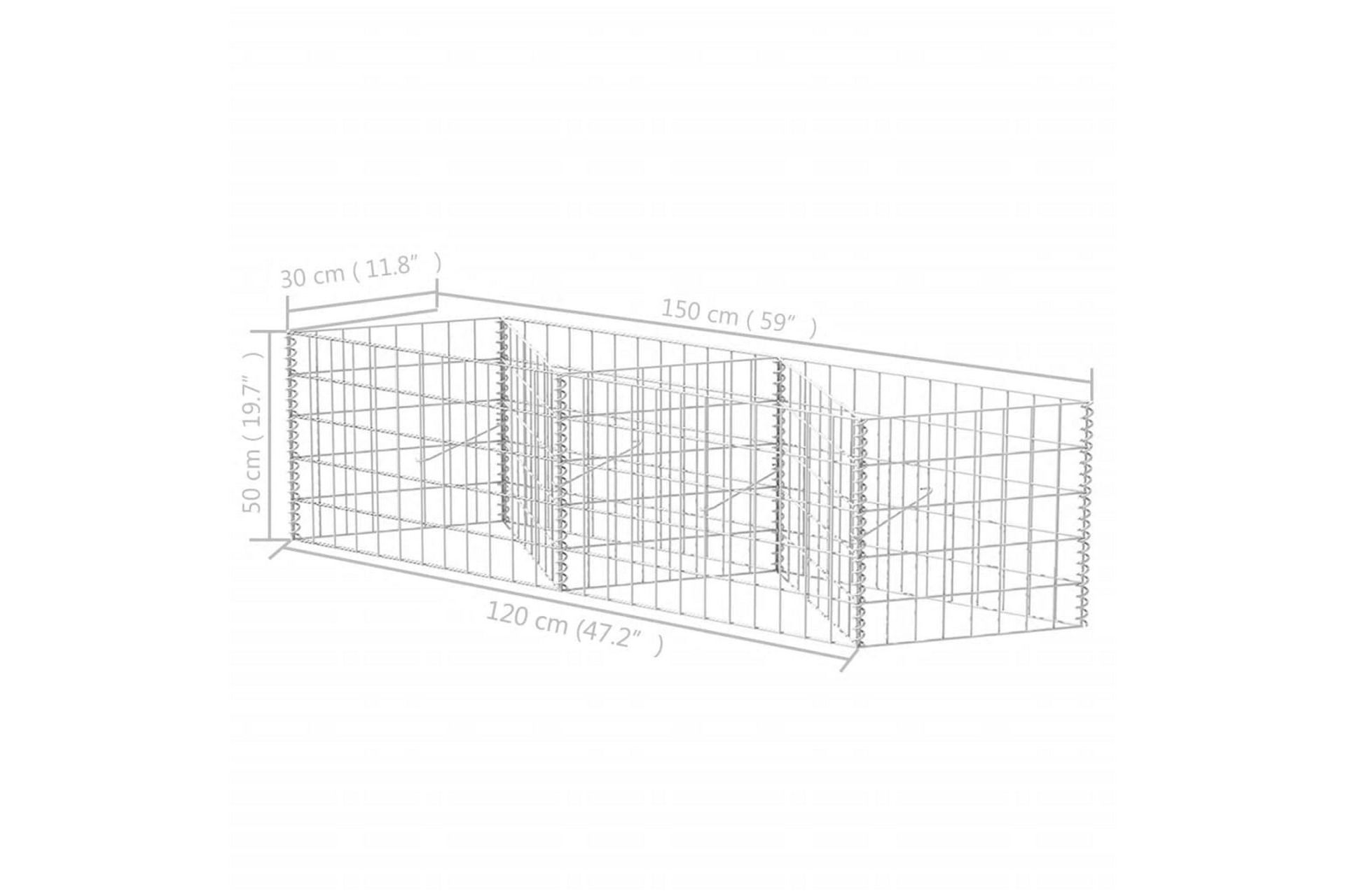 Gabionkurv galvanisert stål 120x30x50 cm - Hus & oppussing - Innsynsbeskyttelse & innhegning - Mur