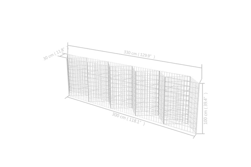 Gabionkurv galvanisert stål 300x30x100 cm - Hus & oppussing - Innsynsbeskyttelse & innhegning - Mur